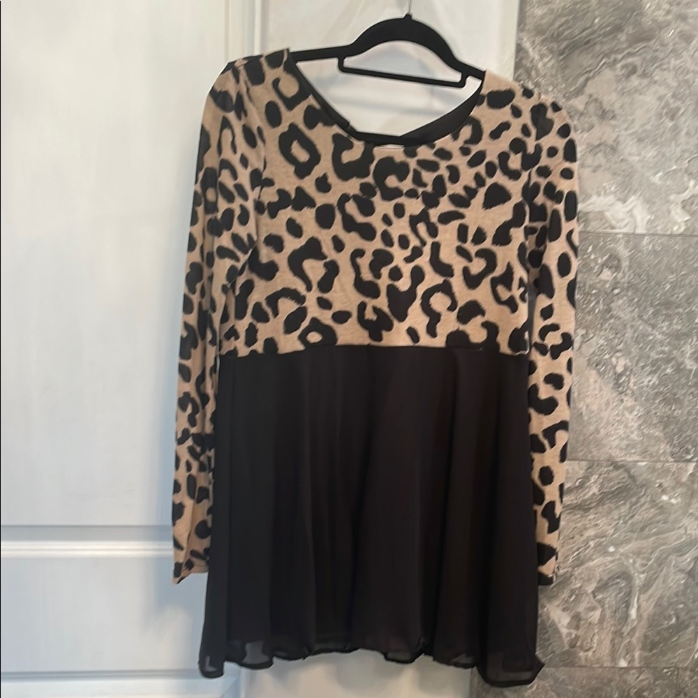 Leopard Print and Black Women's Top